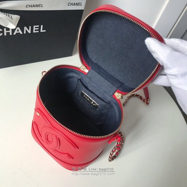 Chanel女包 AS0323 2019 vintage早春新款 香奈兒大雙C手提水桶化妝包 香奈爾鏈條女挎包  djc2826